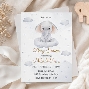 Det är en pojke söt elefant baby shower inbjudningar