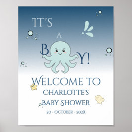 Det är en pojke! Söta havsdjur Baby Shower Välkoms Poster