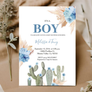 Det är en pojke Taco 'bout kärlek Blå Blommig BABY Inbjudningar