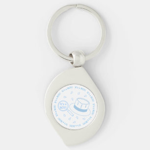 Det är en pojke! tillkännagivande swirl silverfärgad nyckelring