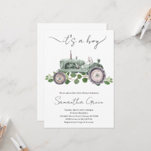 Det är en pojke Traktor Baby Shower Inbjudan