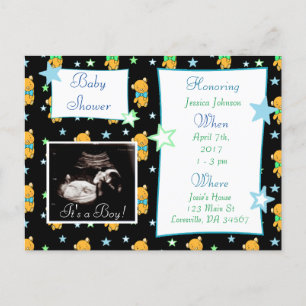 Det är en pojke, Ultrasound Pic Baby Shower-inbjud Inbjudan Vykort