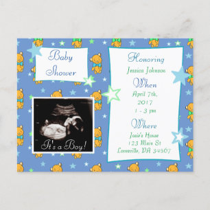 Det är en pojke, Ultrasound Pic Baby Shower-inbjud Inbjudan Vykort