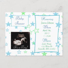 Det är en pojke, Ultrasound Pic Baby Shower-inbjud Inbjudan Vykort