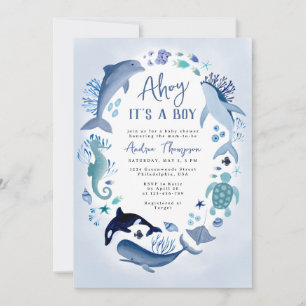 Det är en pojke under Sea Blue Baby Shower Inbjudningar