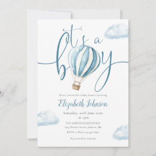 Det är en pojke varmluftsballong Baby Shower-inbju Inbjudningar
