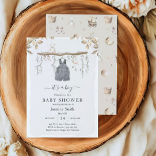 Det är en pojkkläder, Bohemian Nursery Baby Shower Inbjudningar