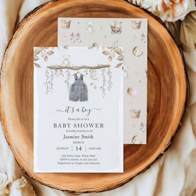 Det är en pojkkläder, Bohemian Nursery Baby Shower Inbjudningar (Skapare uppladdad)