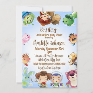 Det är en pojkstory Baby Shower-inbjudan Inbjudningar