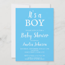 Det är en pojktypografi, Blue Pojke Baby Shower