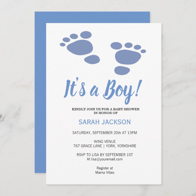 Det är en pojkvän-babyskare inbjudningar (Fram/baksida)