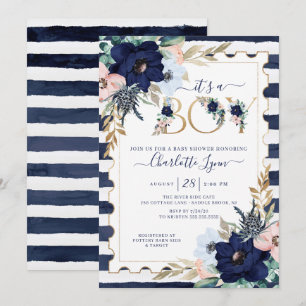 Det är en pojkvän Blue & Blommigt Baby Shower Inbjudningar