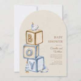 Det är en pojkvän Blue Boho Blocks Baby Shower Arc Inbjudningar