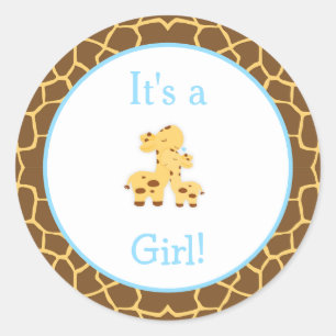 Det är en pojkvän Giraffe Baby Shower Runt Klistermärke