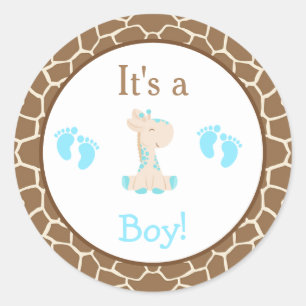 Det är en pojkvän Giraffe Baby Shower Runt Klistermärke