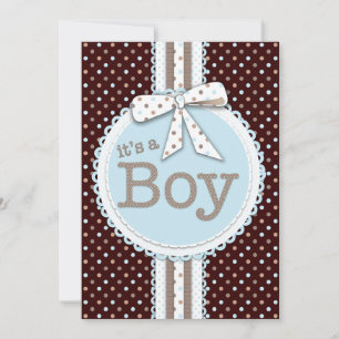Det är en pojkvän- och babybabyskor blå punkter inbjudningar
