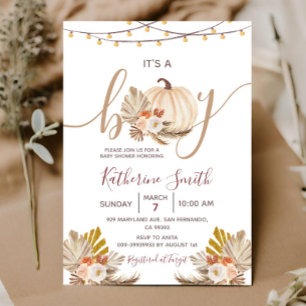 Det är en pojkvän Pumpkin Boho Pampas Blommigt Bab Inbjudningar