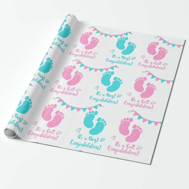 Det är en pojkvän-Twin Baby Shower Presentpapper (Utrullad)