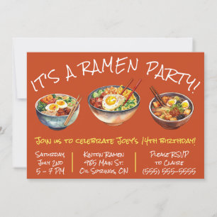 Det är en Ramen Party! Barns Födelsedagsfest Inbjudningar