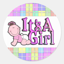 Det är en Rosa av flicksahiny med Baby Sticker Lak Runt Klistermärke