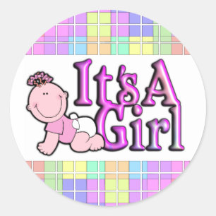 Det är en Rosa av flicksahiny med Baby Sticker Lak Runt Klistermärke