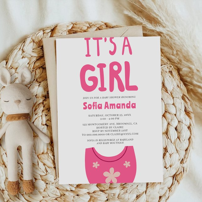 Det är en Rosa Baby Bib Baby Shower Inbjudningar (Skapare uppladdad)