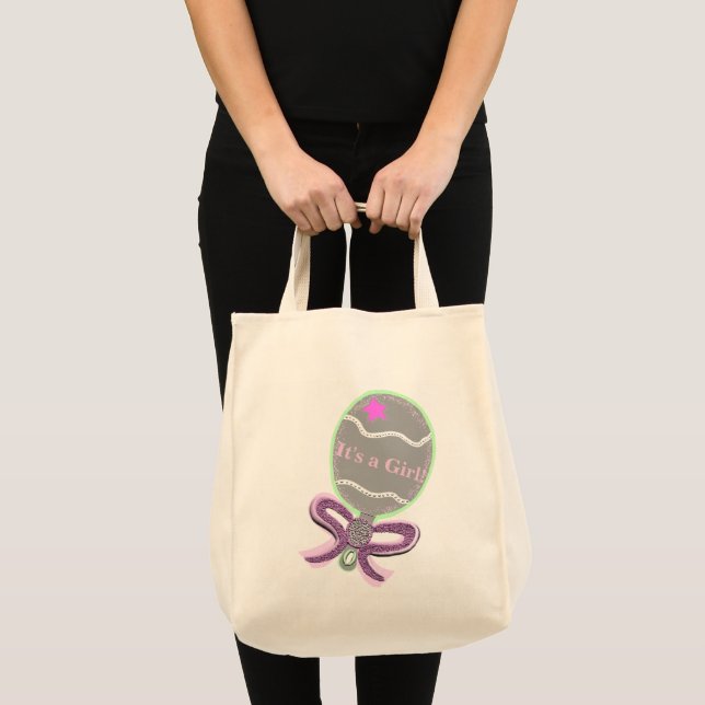 Det är en Rosa Baby Rattle Tote Bag Tygkasse (Framsida (produkt))