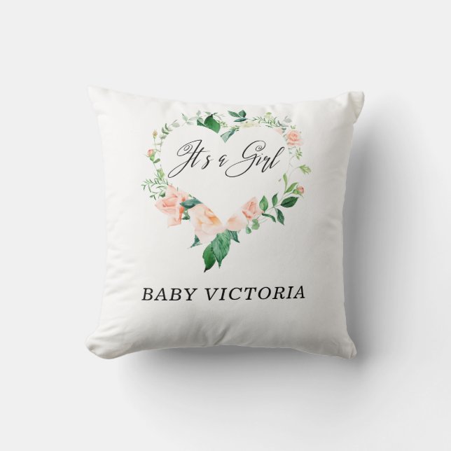 Det är en  Rosa Baby Shower Kudde (Framsida)