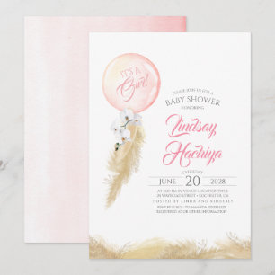 Det är en Rosa-babyskare för flickpampas Grass Bal Inbjudningar