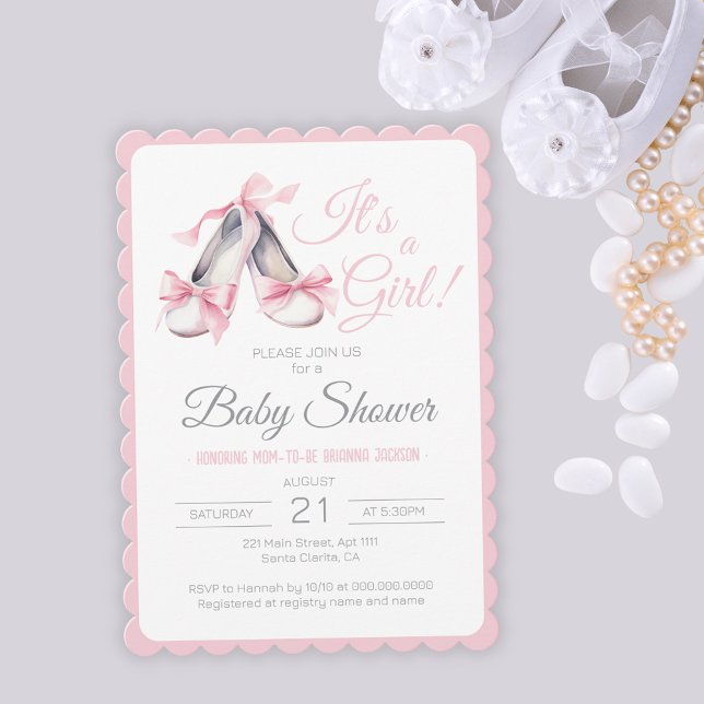 Det är en  Rosa Ballerina Baby Shower Inbjudningar (It's A Girl Blush Pink Ballerina Baby Shower Invitation
)