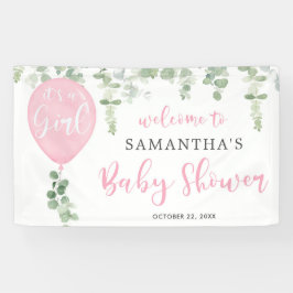 Det är en rosa-ballong för eucalyptus babydusch