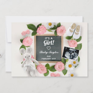 Det är en Rosa Blommigt Brev Board Gravid Meddelande