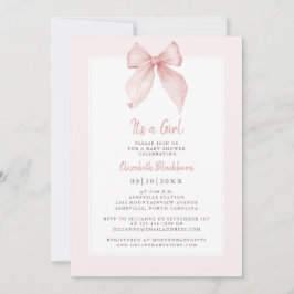 Det är en Rosa Bow Baby Shower Coquette Elegant Inbjudningar