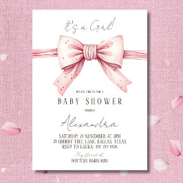 Det är en Rosa Bow Baby Shower. Inbjudningar