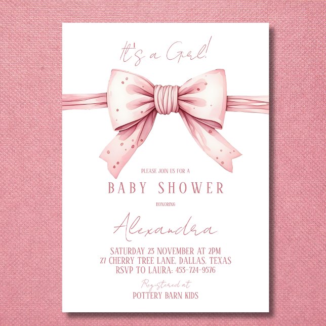 Det är en Rosa Bow Baby Shower. Inbjudningar (Skapare uppladdad)
