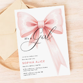 Det är en Rosa Bow Baby Shower Inbjudningar