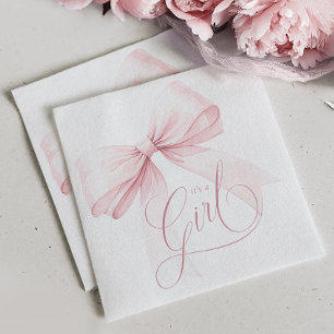 Det är en Rosa Bow Baby Shower Pappersservett