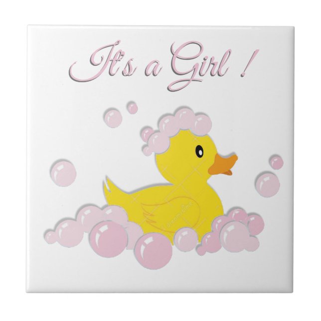 Det är en Rosa Bubbles Baby Shower Kakelplatta (Framsidan)