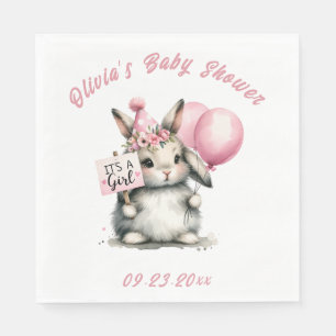 Det är en Rosa Bunny Rabbit Baby Shower Pappersservett