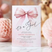 Det är en Rosa Coquette Bow Flicka Shower