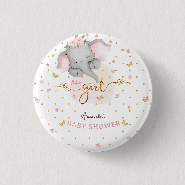 Det är en rosa elephant flicka dusch knapp (Framsida)