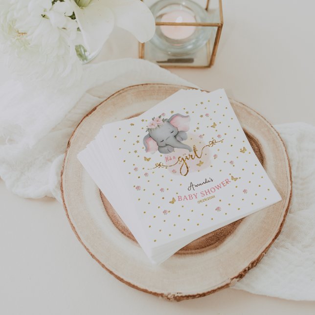 Det är en Rosa Elephant Flicka Shower Pappersservett (Skapare uppladdad)