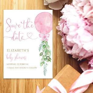Det är en Rosa Eucalyptus Balloon Save Date Inbjudningar