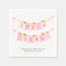 Det är en Rosa Flaggor Babyduschar Pappersservett