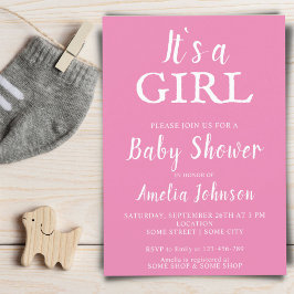 Det är en Rosa Flicka Baby Shower Inbjudningar