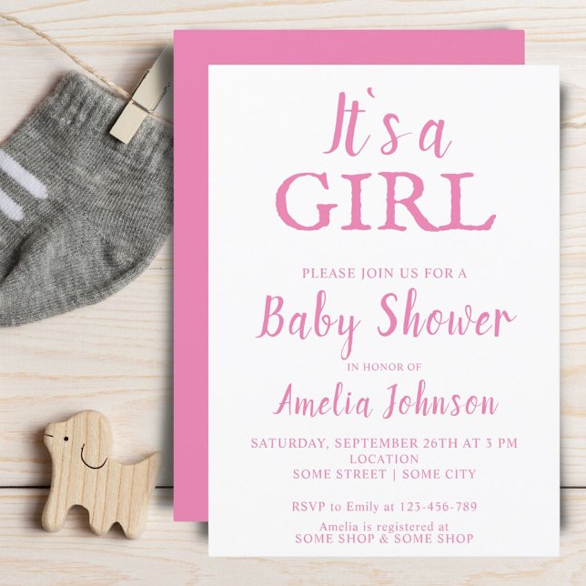 Det är en Rosa Flicka Baby Shower Inbjudningar (Skapare uppladdad)