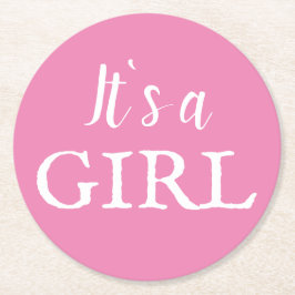 Det är en Rosa Flicka Baby Shower Underlägg Papper Rund