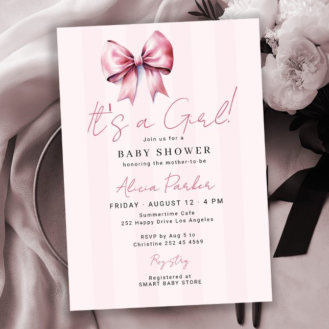 Det är en rosa flicka söt flicka baby shower inbjudningar (Skapare uppladdad)