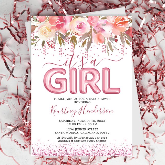 Det är en Rosa Flower Baby Shower Inbjudningar (Skapare uppladdad)