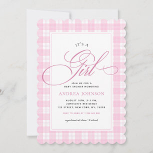 Det är en Rosa Gingham Play Winter Baby Shower Inbjudningar